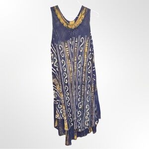 Boho Blue & Yellow Beaded Swimsuit Coverup